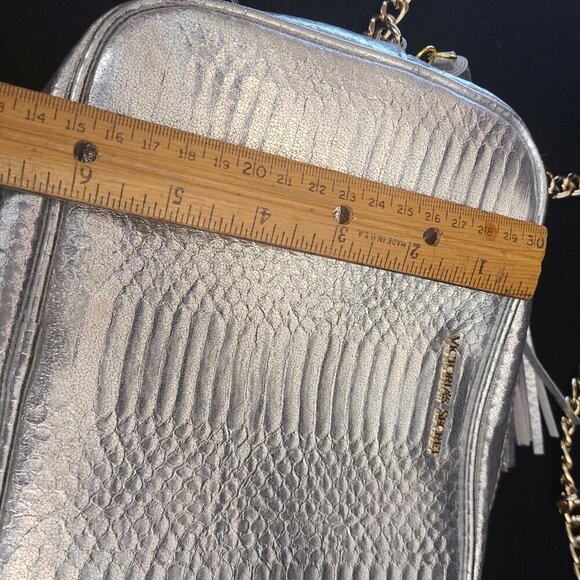 Victoria's Secret Silver Crossbody Purse w/Gold Chain Still Has Retail Tags - Picture 9 of 12